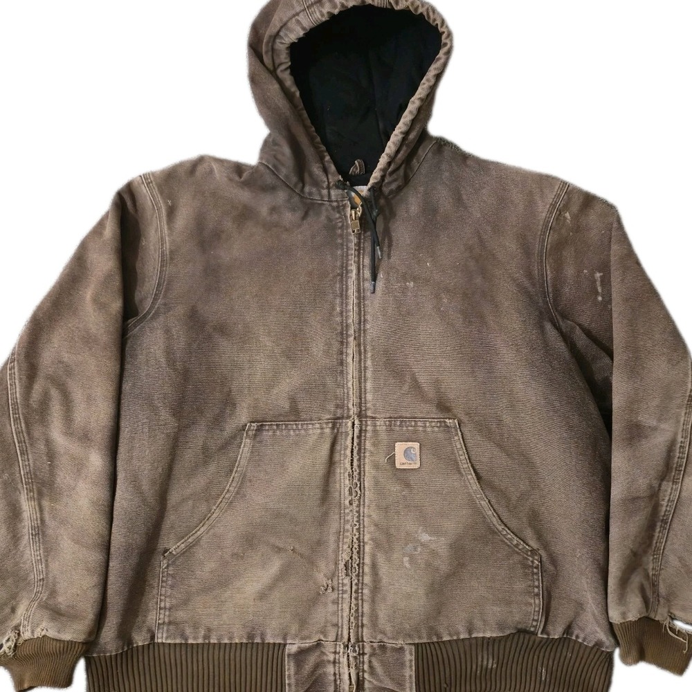 Carhartt J130 DKB Dark Brown Sandstone Duck Active Jacket Quilted Lined